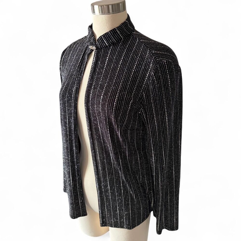 Vintage‎ 90s Bay Studio Evenings Glitter Striped Top Women’s Size Large